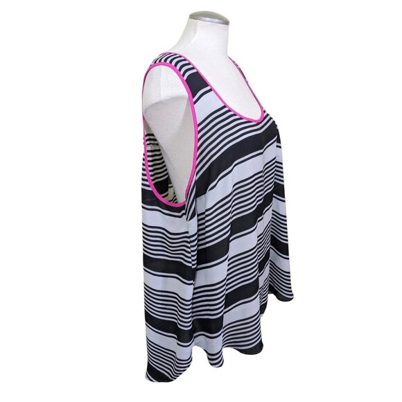Torrid Striped Pocket Tank Top Black White Neon Pink Trim Womens Plus Size 3X - Picture 7 of 11